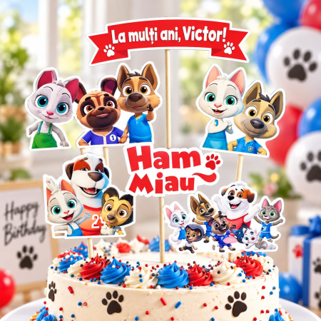 Toppere carton personalizabile - Set toppere Ham Miau