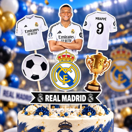 Toppere carton personalizabile - Set Toppere Kylian Mbappe Real Madrid