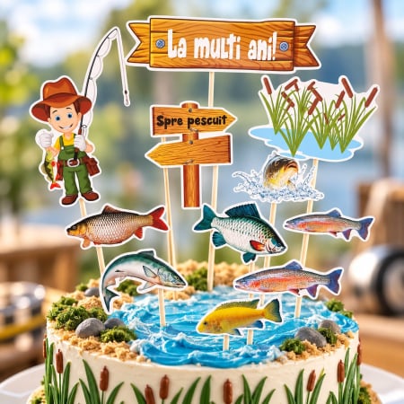 Toppere carton personalizabile - Set toppere Micul Pescar