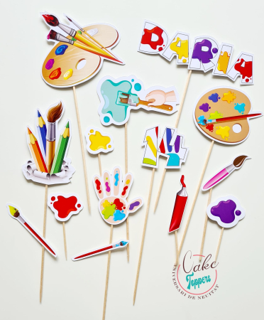 Toppere carton personalizabile - Set toppere pictura