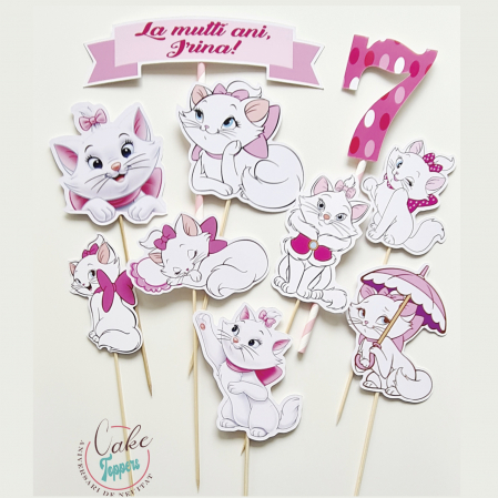 Set Toppere Pisica Marie Toppere carton personalizabile - Set Toppere Pisica Marie