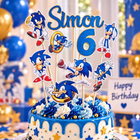 Toppere carton personalizabile - Set toppere Sonic