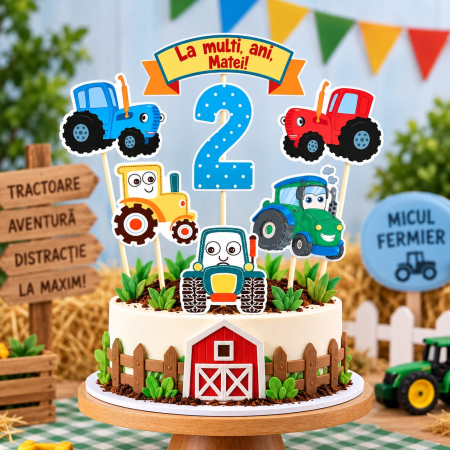 Toppere carton personalizabile - Set toppere Tractoare cartoon