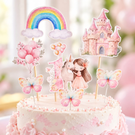 Toppere carton personalizabile - Set toppere zana castel