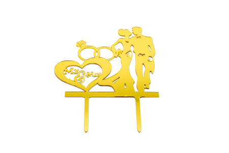 Toppere nunta standard - Topper tort nunta Silueta miri Mr&Mrs diamant