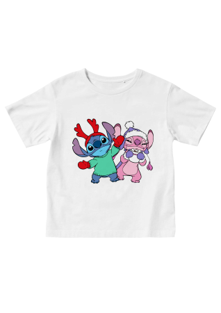 Tricouri Personalizate - Tricou copii copii Stitch si Angel iarna
