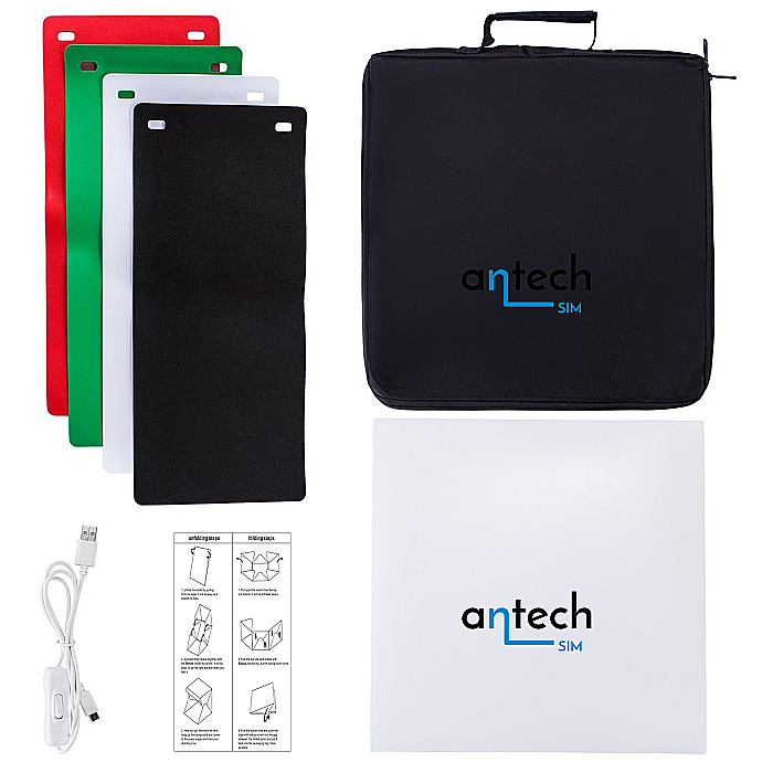 Cort Foto 40x40 cm pentru pozat produse cu 2 benzi de leduri si 1 set leduri circulare, 4 culori diferite de fundal, Geanta [3]