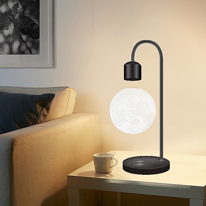 Lampa de veghe Luna care leviteaza, cu incarcator Wireless, 3D [6]