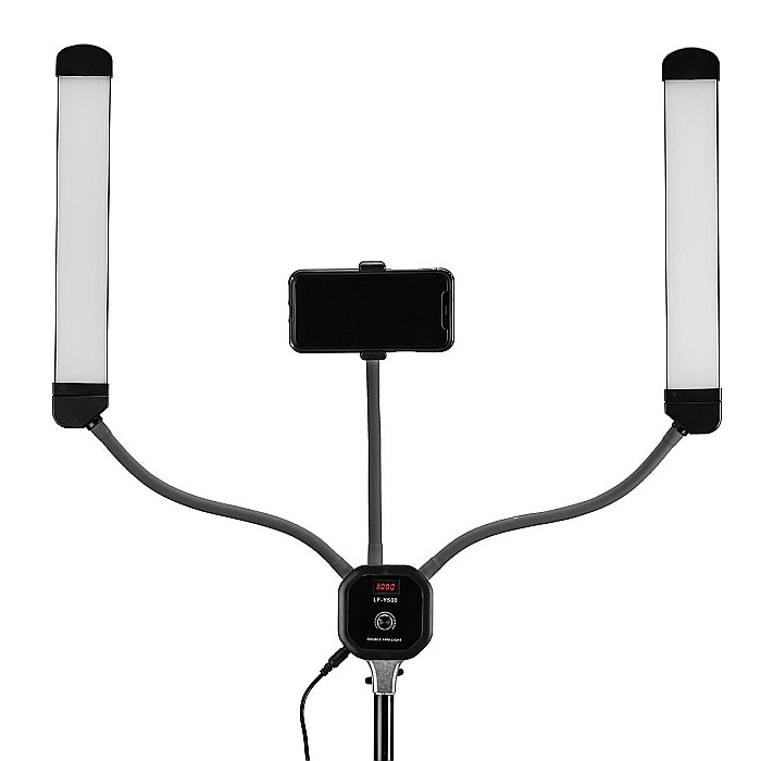 Lampa profesionala LED cu 2 Brate, trepied reglabil 1.9m, cu dimmer si suport telefon,3000-6500K [4]