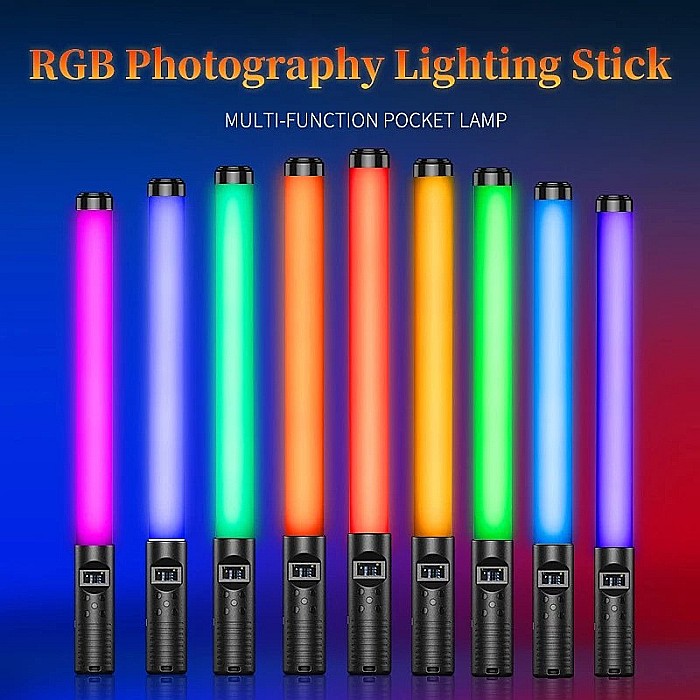 Lampa video tip bagheta cu LED RGB, baterie 2000 mAh, lumina de umplere cu 9 efecte de iluminat [6]