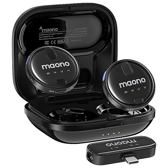 Lavaliera wireless dubla Maono WM620, Double Noise Cancellation, Sistem cu mufa Usb C [2]