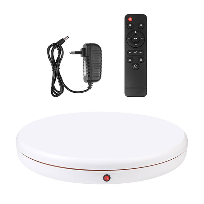 Masă Foto Rotativă Puluz 45 cm – Platformă Motorizată 360° cu Telecomandă, 100 kg, Alba [2]