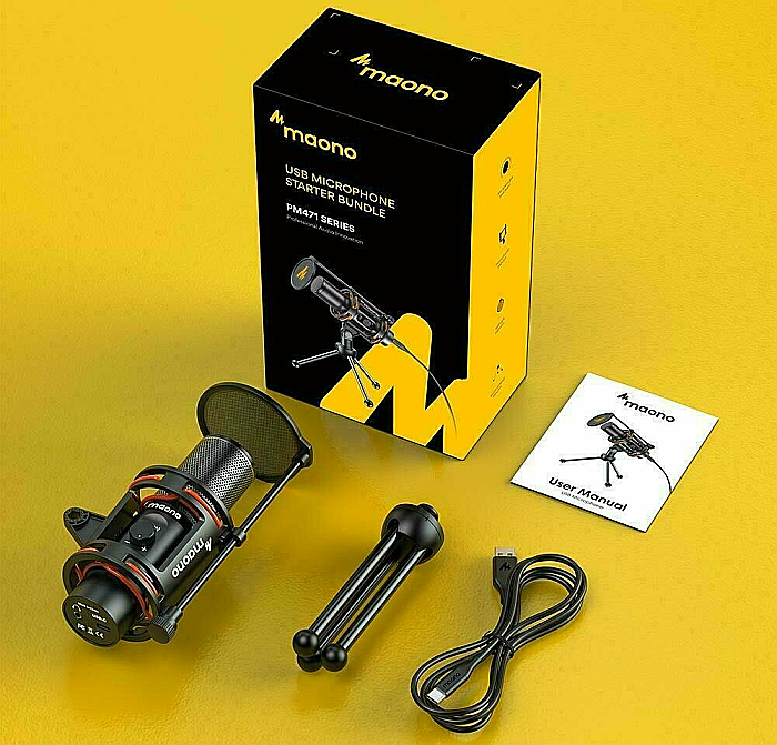 Microfon gaming cu condensator Maono PM471TS, 192KHZ/24BIT, pentru streaming live, USB [7]