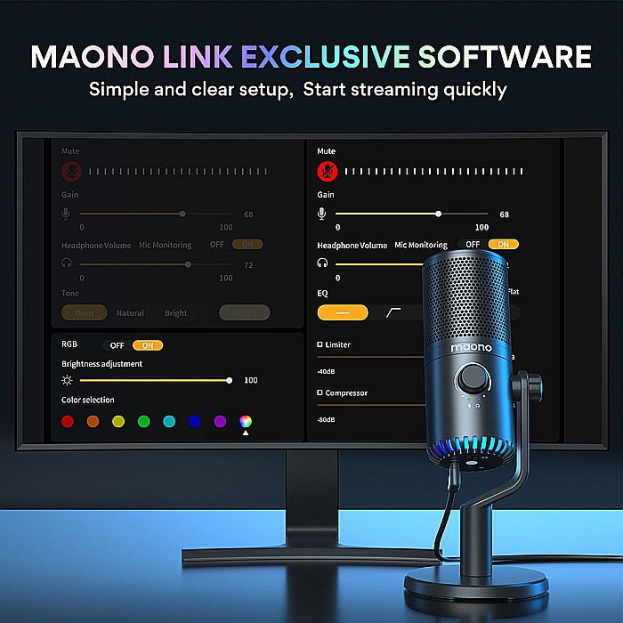 Microfon Gaming Maono DM30 cu lumini RGB programabile, USB [7]