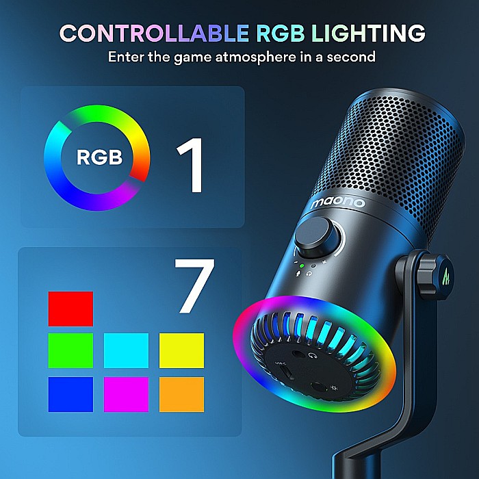 Microfon Gaming Maono DM30 cu lumini RGB programabile, USB [8]