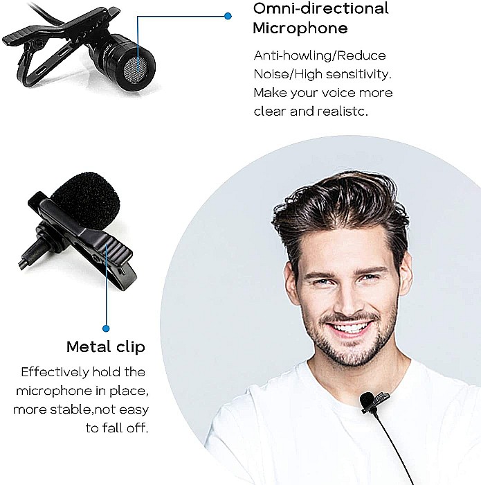 Microfon Lavaliera dubla Omnidirectionala Wireless UHF, Xiaokoa [4]