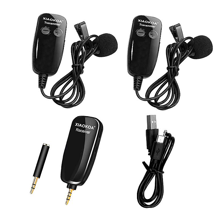 Microfon Lavaliera dubla Omnidirectionala Wireless UHF, Xiaokoa [3]