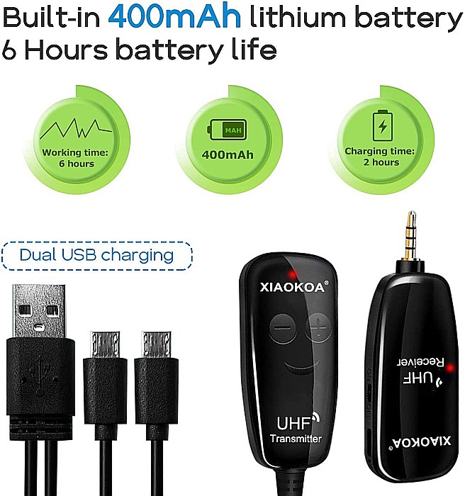 Microfon Lavaliera Omnidirectional Wireless UHF, Xiaokoa [2]