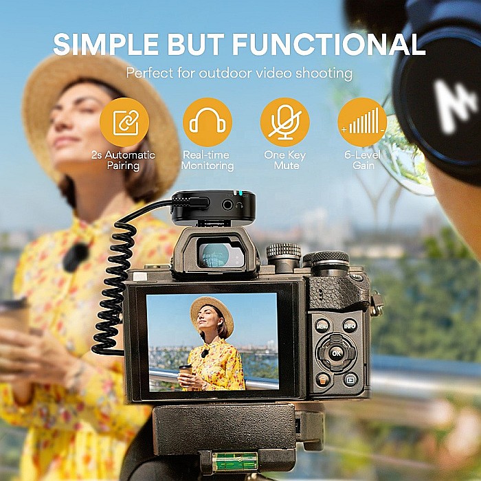 Maono WM820 Wireless lavalier microphone, 2.4GHz, with real-time monitoring and mute button [4]