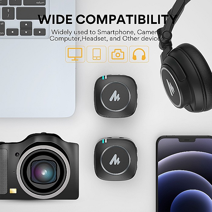 Maono WM820 Wireless lavalier microphone, 2.4GHz, with real-time monitoring and mute button [5]