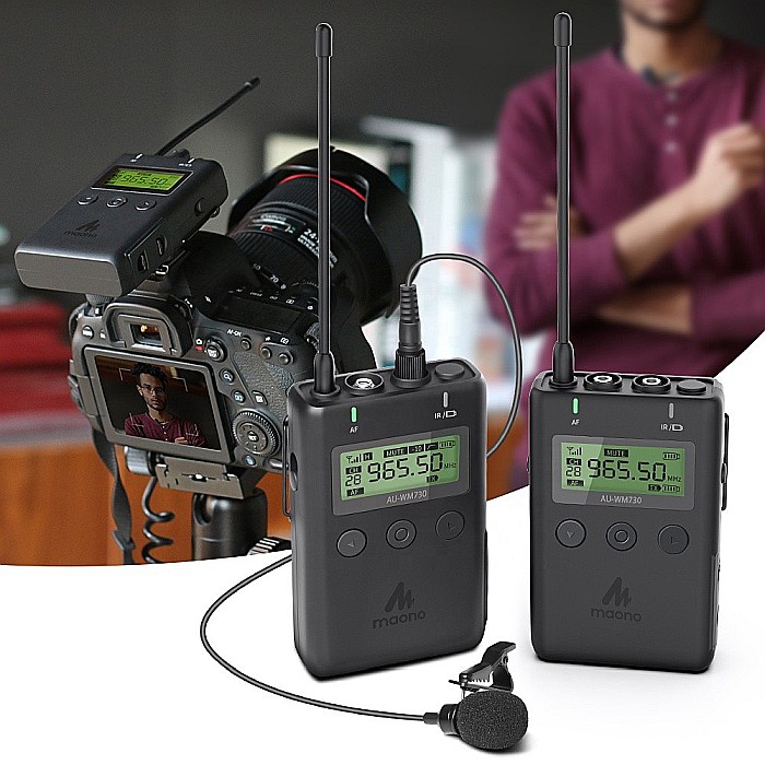 Microfon Wireless Profesional Maono WM730 – 48 Canale UHF, Clip-On Omnidirecțional, Reducere Zgomot și Monitorizare Real-Time [3]