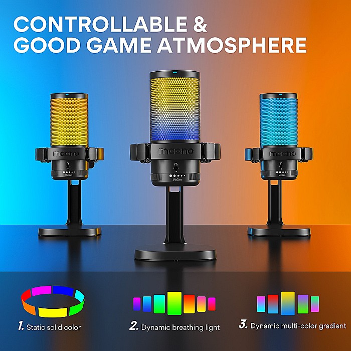 Microfon profesional de Gaming Maono DM20 cu lumini RGB programabile, Cardioid , USB [3]