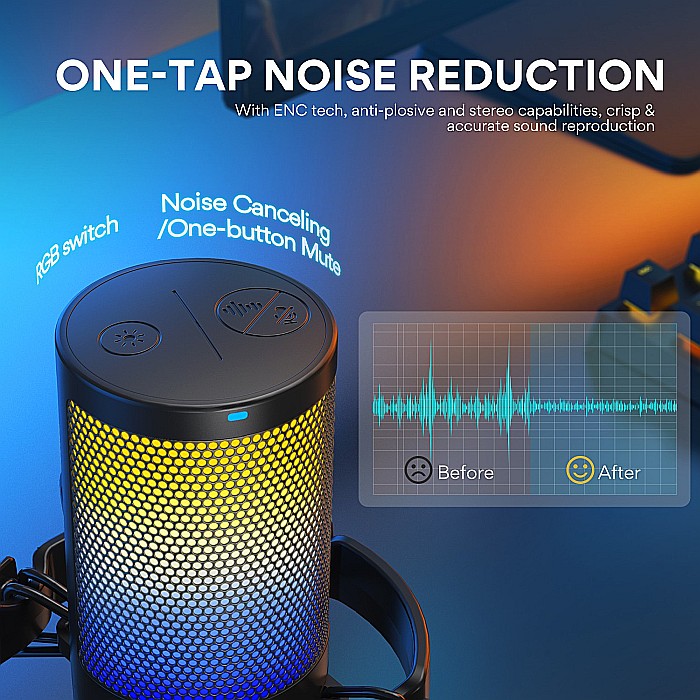 Microfon profesional de Gaming Maono DM20 cu lumini RGB programabile, Cardioid , USB [6]