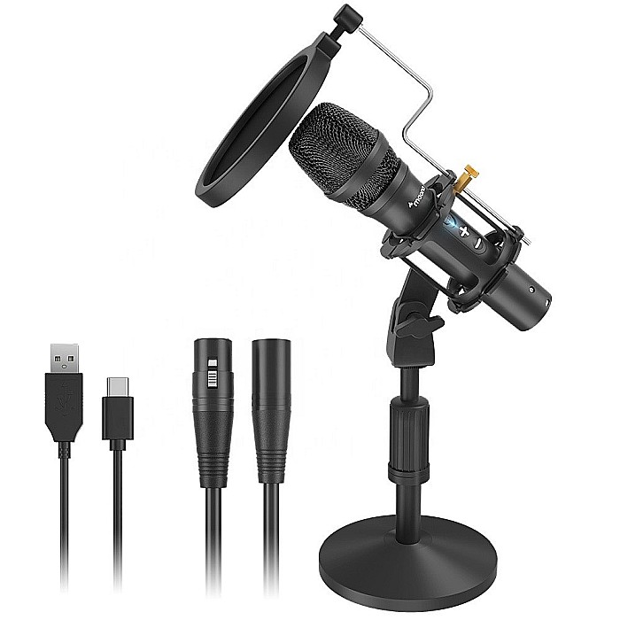Microfon profesional dinamic Maono HD300T, latenta zero, monitorizare vocala si control volum, conectare XLR sau USB [2]