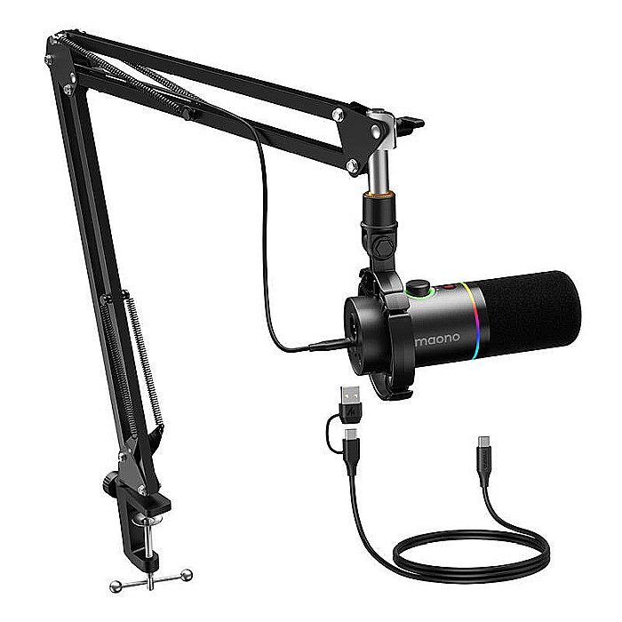 Microfon profesional dinamic Maono PD200XS, cu stand metalic, cardioid, pentru Gaming, Podcast, Streaming, XLR/USB [3]