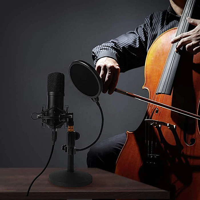 Microfon Profesional Maono AU-A03T, pentru studio Condenser BM800 cu stand metalic pentru Podcast, Streaming, Gaming, Karaoke [5]
