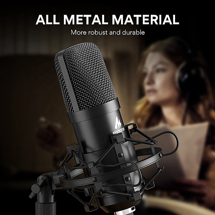 Microfon Profesional Maono AU-A03T, pentru studio Condenser BM800 cu stand metalic pentru Podcast, Streaming, Gaming, Karaoke [6]
