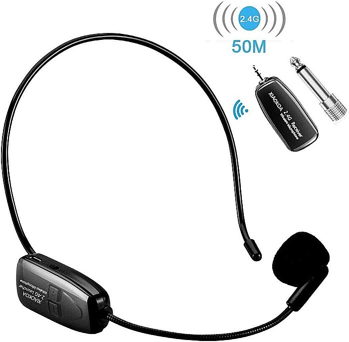 Microfon wireless Xiaokoa N80 tip Over-head, 2.4G, negru [2]