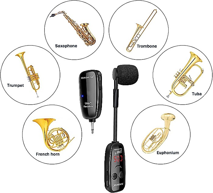 Microfon wireless Xiaokoa N90 pentru instrumente muzicale, UHF, negru [4]