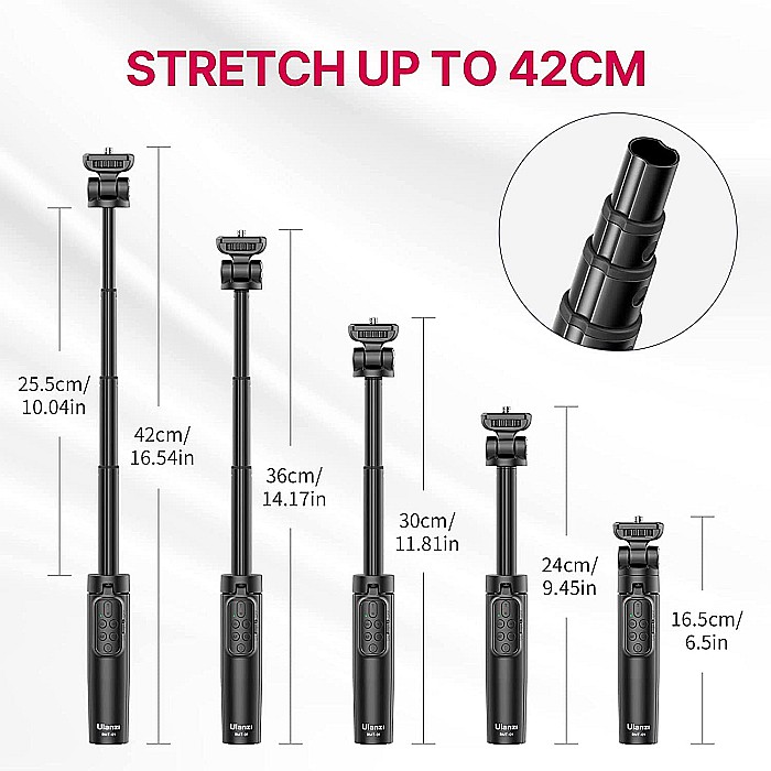 Mini trepied cu telecomanda Ulanzi RMT-01, filet, selfie stick pentru camere si telefoane [6]