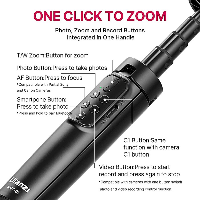 Mini trepied cu telecomanda Ulanzi RMT-01, filet, selfie stick pentru camere si telefoane [7]