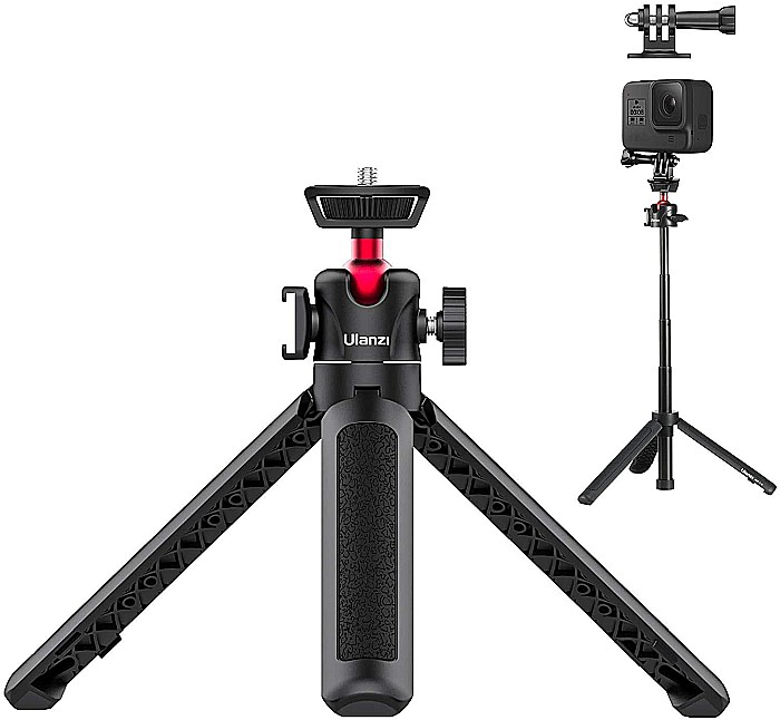 Mini trepied Ulanzi MT-16 cu filet si coldshoe, selfie stick si trepied pentru camere si telefoane [4]