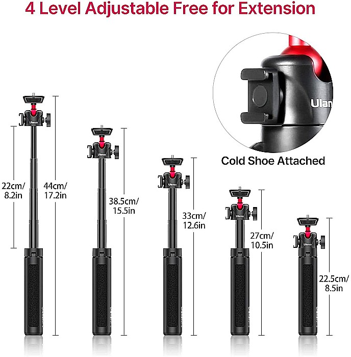 Mini trepied Ulanzi MT-16 cu filet si coldshoe, selfie stick si trepied pentru camere si telefoane [5]