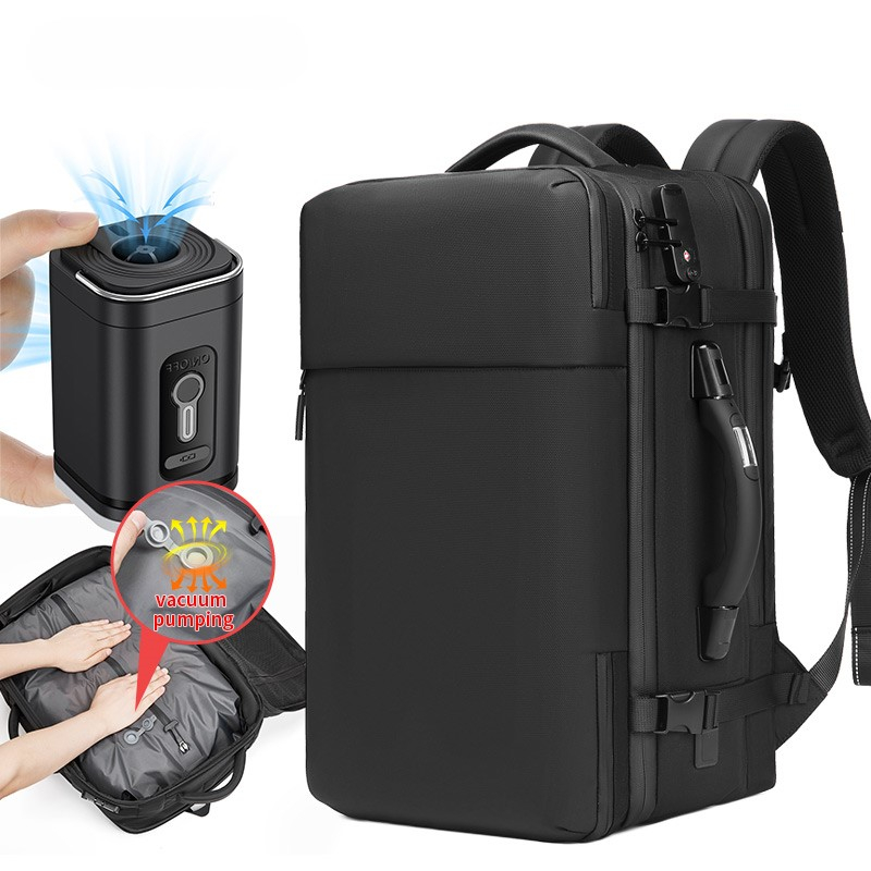 Rucsac cu Vacuum, 22-55 L, Multifunctional, Cantar incorporat, Pompa de aer inclusa ,Laptop 19 inchi, 52x22x32 cm, Negru [3]