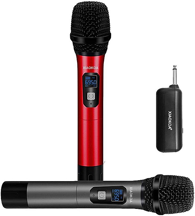 Set 2 microfoane profesionale Xiaokoa omnidirectionale wireless, pentru Karaoke, prezentari, raza actiune 80 m, negru [3]
