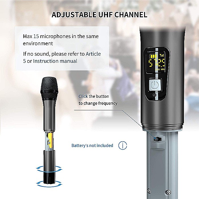 Set 2 microfoane profesionale Xiaokoa omnidirectionale wireless, pentru Karaoke, prezentari, raza actiune 80 m, negru [9]