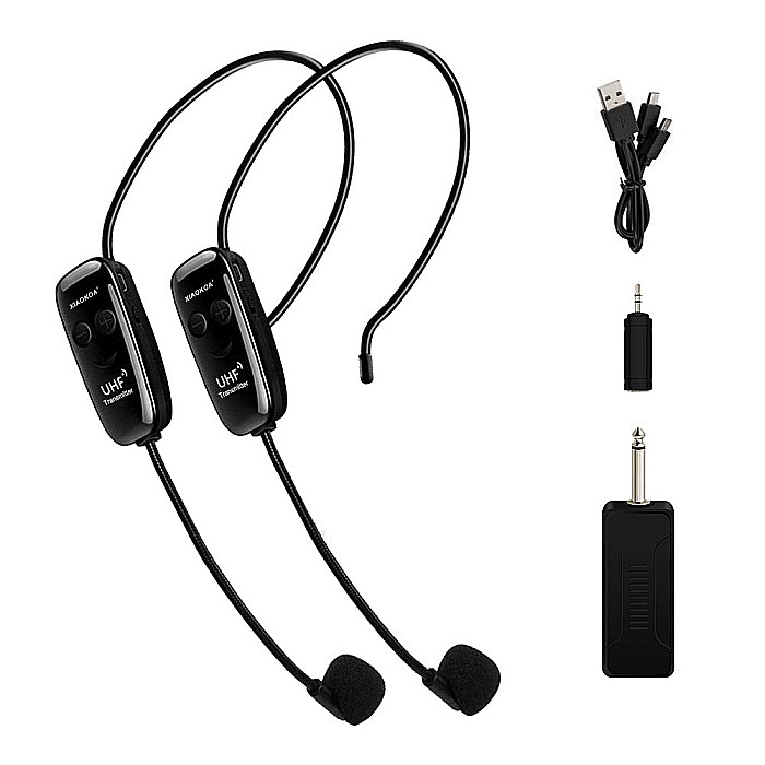 Set 2 Microfoane wireless Xiaokoa U12F tip Over-head, 2.4G, 50 m, negru [3]