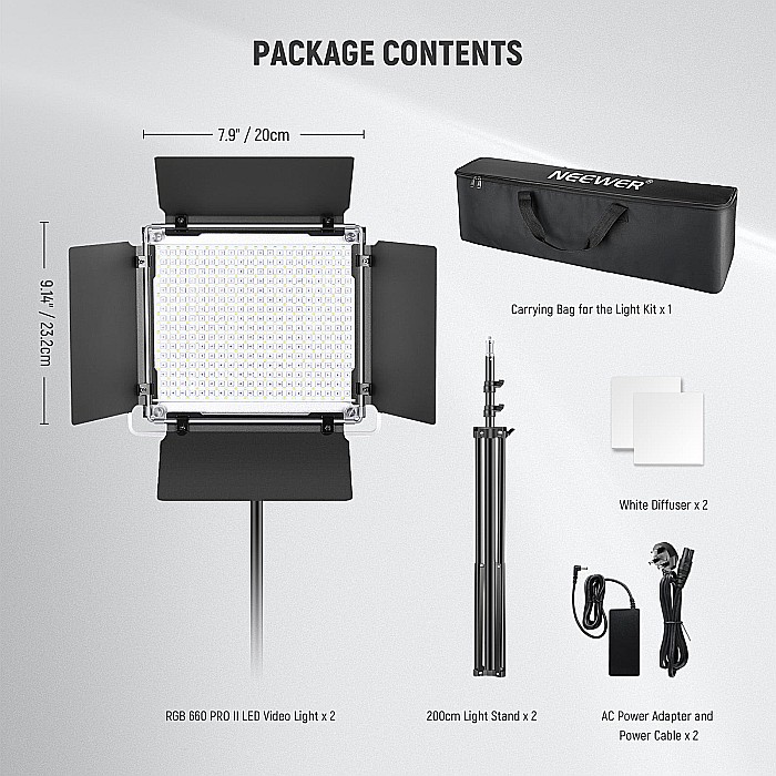 Set de 2 lămpi profesionale, Neewer 660 PRO RGB LED, control aplicație, 50W, 3200K-5600K, pentru YouTube și TikTok [6]