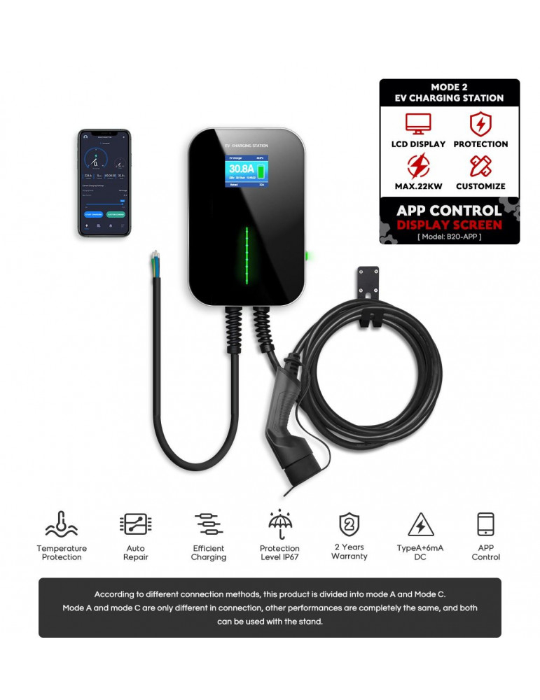 Stație de Încărcare Besen BS20, 22kW, Ecran LCD, Wifi [5]