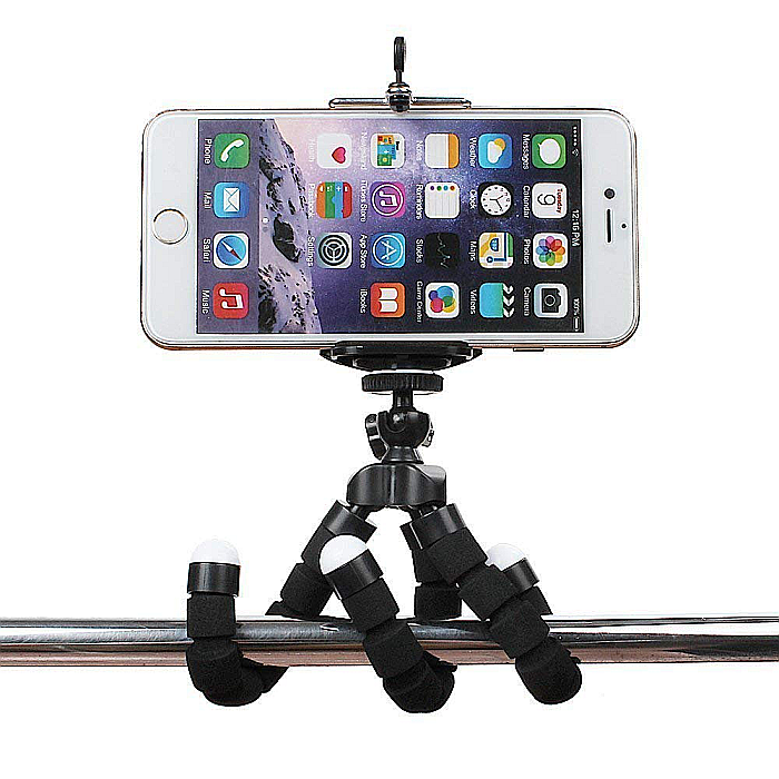 Trepied flexibil, ajustabil pentru telefon / camera cu cap rotativ, Negru [4]