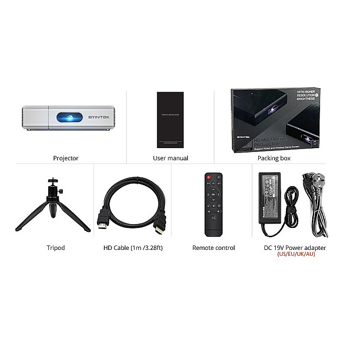 Videoproiector DLP smart, portabil, 3D BYINTEK U50 Pro, 1080P, 4k, 700 ANSI lumeni, Android, HDMI [5]