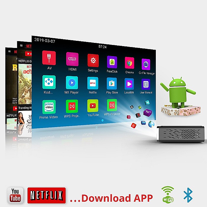 Videoproiector smart, portabil, 3D BYINTEK UFO R15, 4k, 600 ANSI lumeni, Android, HDMI [6]