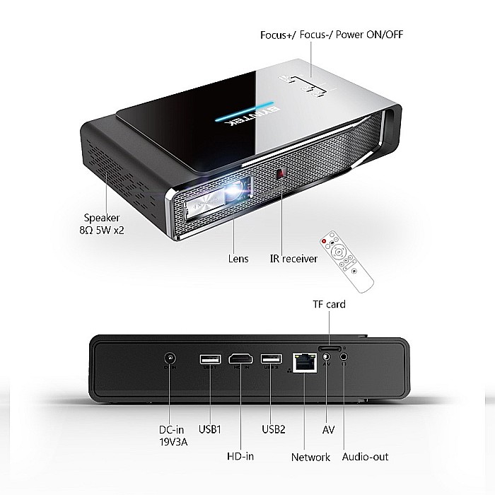 Videoproiector smart, portabil, 3D BYINTEK UFO R15, 4k, 600 ANSI lumeni, Android, HDMI [4]