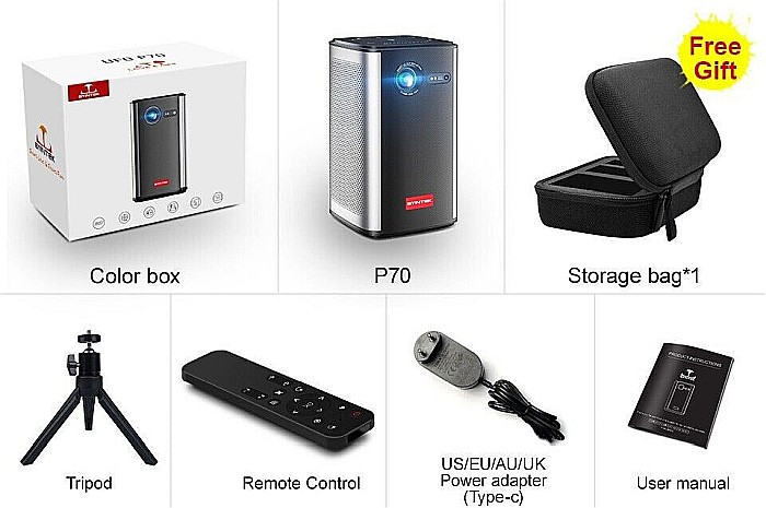 Videoproiector smart portabil, BYINTEK  P70, 380 ANSI lumeni, 4K, Android 9.0 [6]