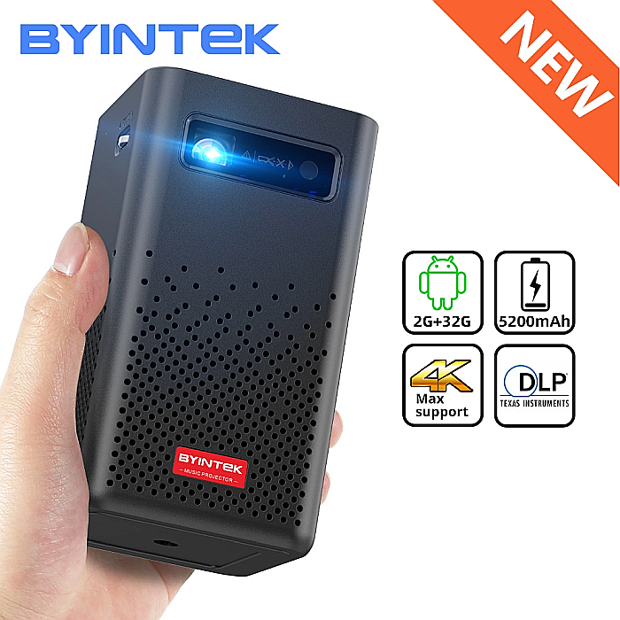 Videoproiector smart portabil, BYINTEK UFO P20, 280 ANSI lumeni, 4K, Android 9.0 [3]
