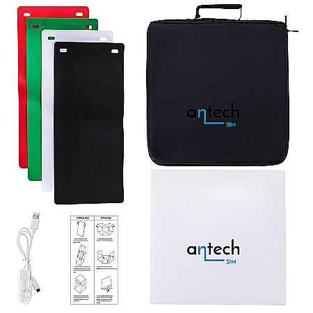 Cort Foto 40x40 cm pentru pozat produse cu 2 benzi de leduri si 1 set leduri circulare, 4 culori diferite de fundal, Geanta [2]